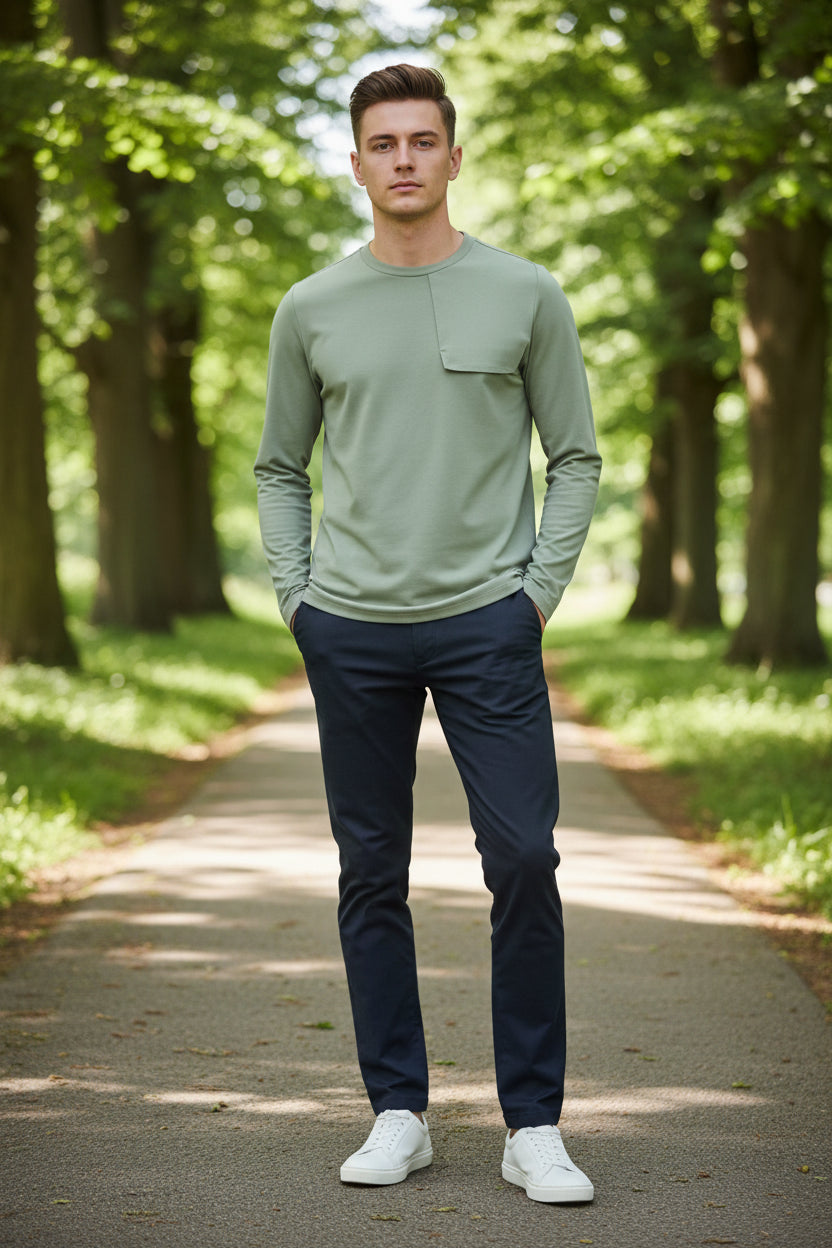 Men's Plus Size Comfortable Long Sleeve T-Shirt for Everyday Wear