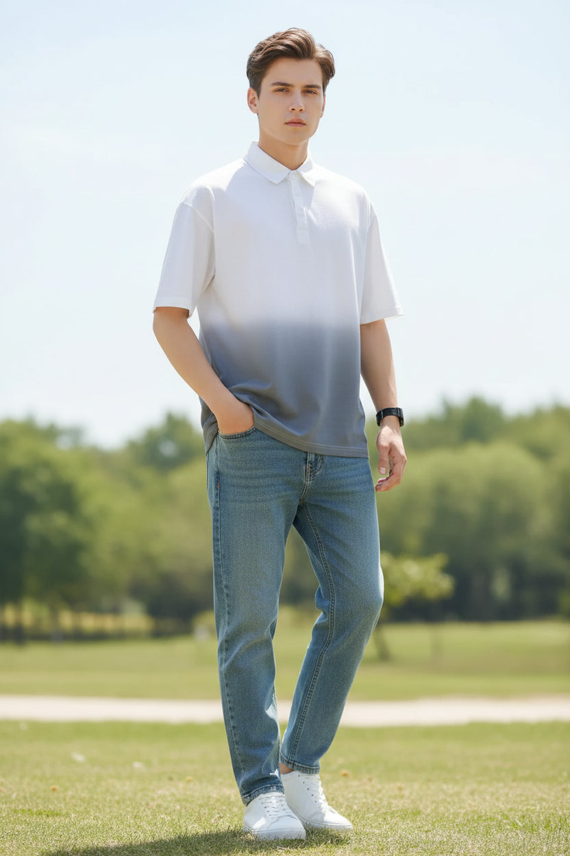 Men's Plus Size Short Sleeve Polo Shirt with Collared Neck for Casual Wear