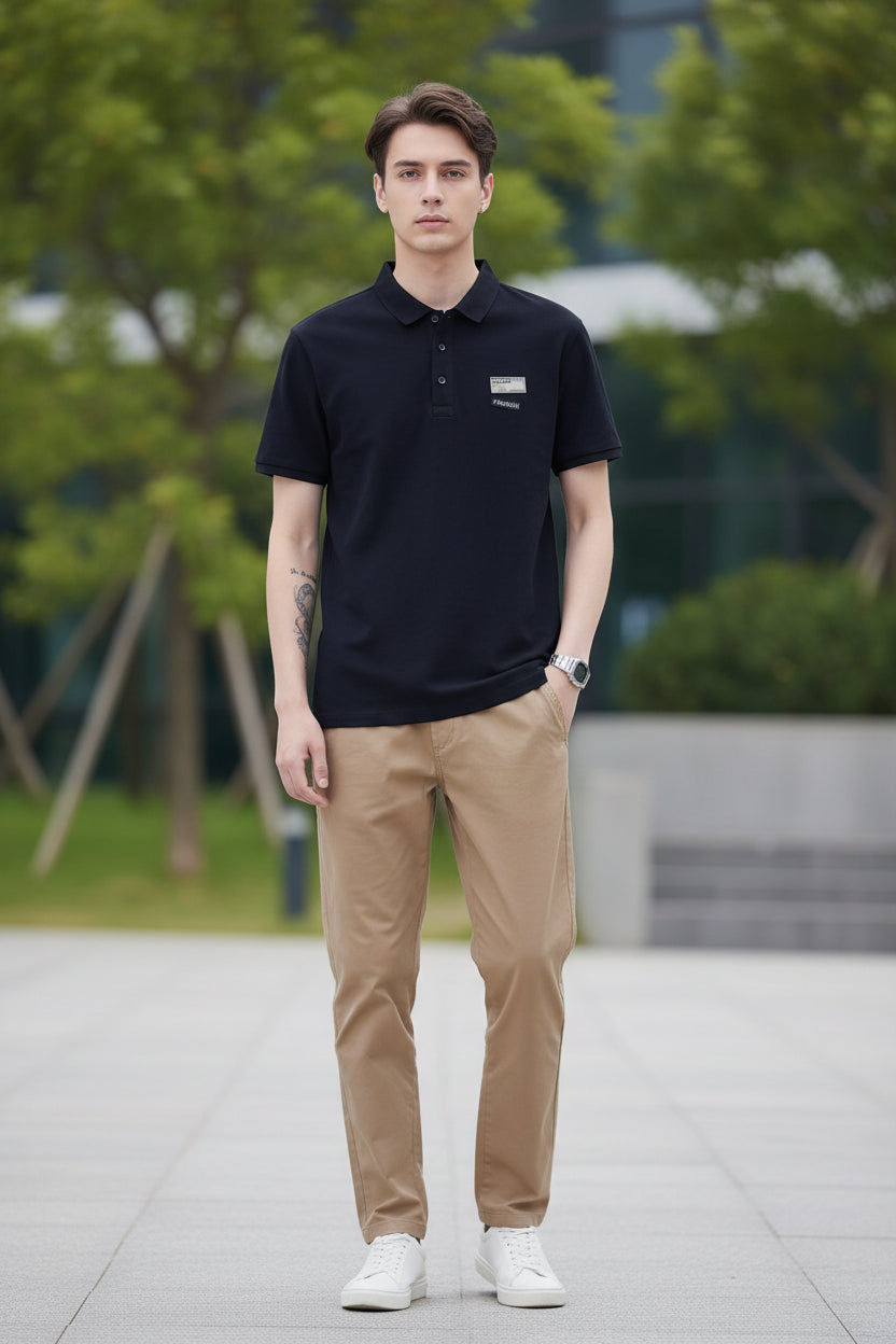 Men's Plus Size Short Sleeve Polo with Button Detail for Comfortable Everyday Wear