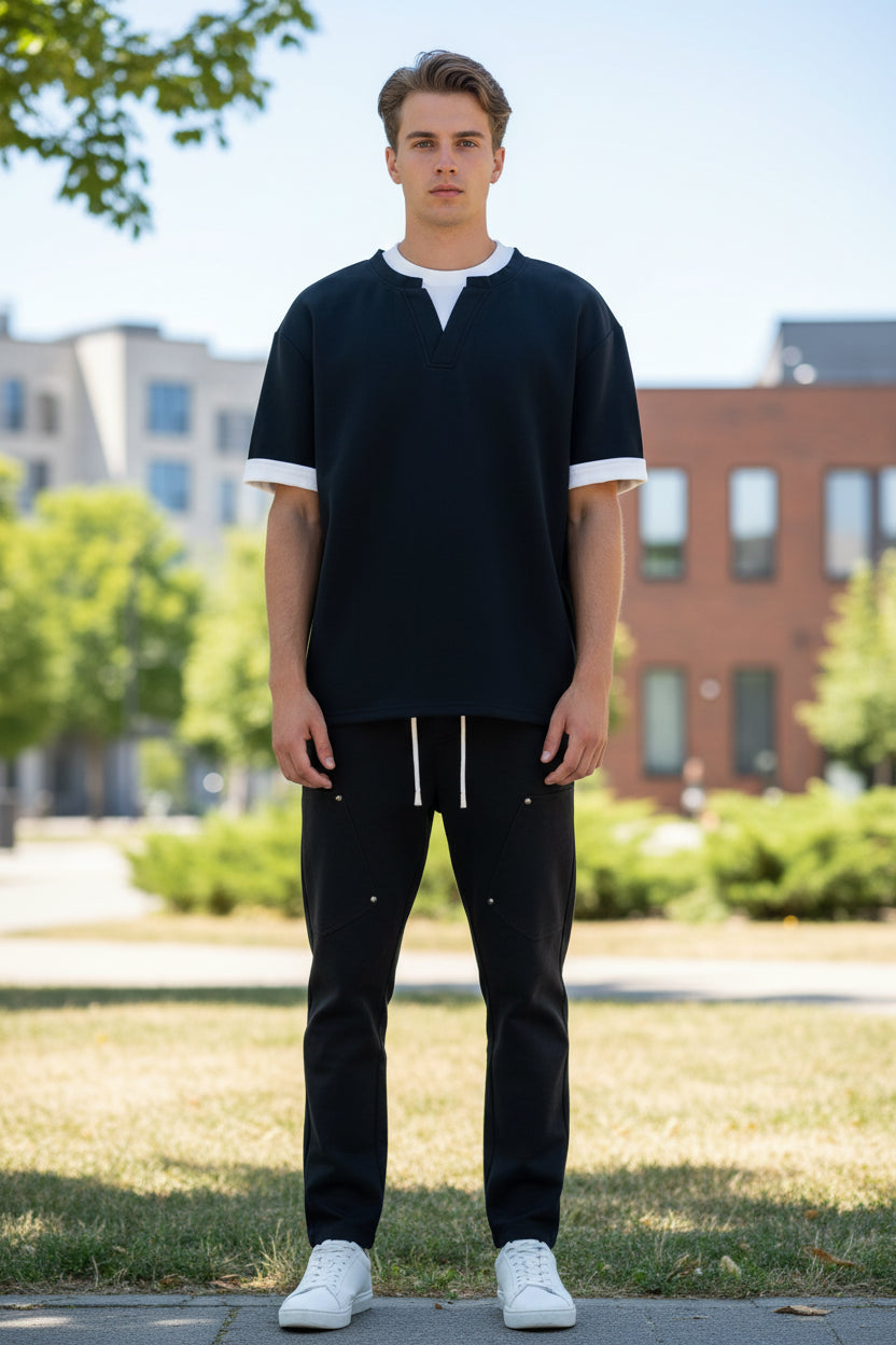 Elevate Your Everyday Style: Men's Short Sleeve T-Shirt with Contrast Trim