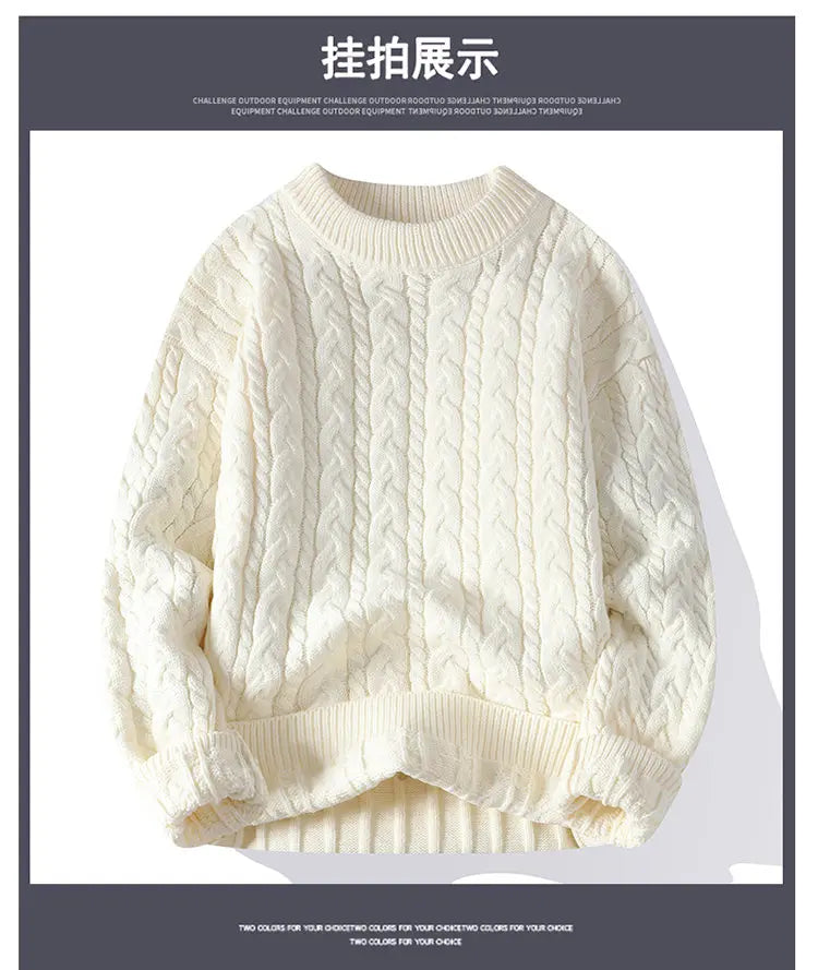 2023 Winter/Autumn High-Quality Fashion Trend Sweater Men Casual Loose Warm Sweaters Men Comfortable Solid Color
