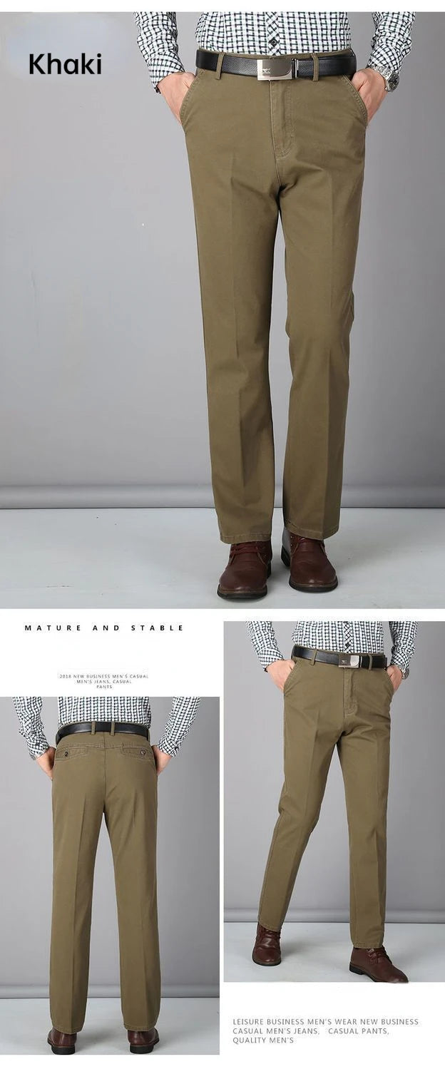 Summer Thin Men's Casual Autumn Thick 100% Cotton Suit Pants Classic Business Fashion Stretch Trousers Male Brand Clothes GOZBKF