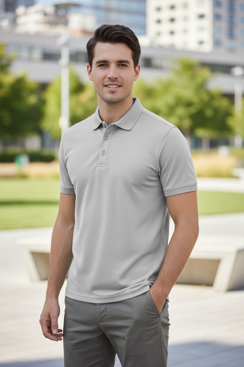 White polo shirt on a white background