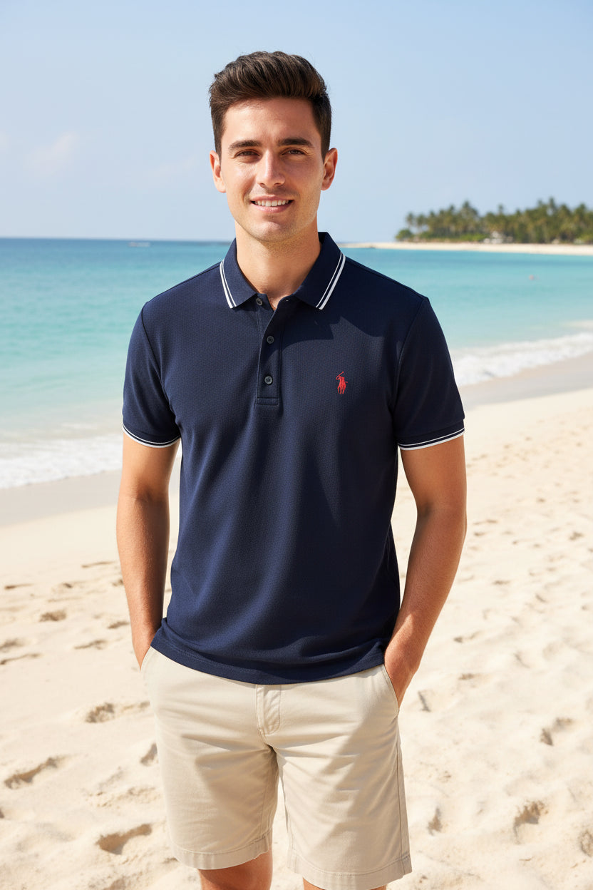 Men's 100% Cotton Polo Shirt with Original Pony Embroidery