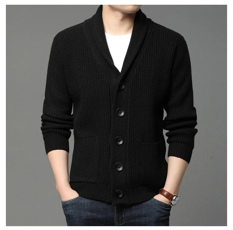 2021 High End Wool Designer Thick New Korean Autum Winter Brand Fashion Cable Knit Sweater Jacket Men Casual Coats Mens Clothing
