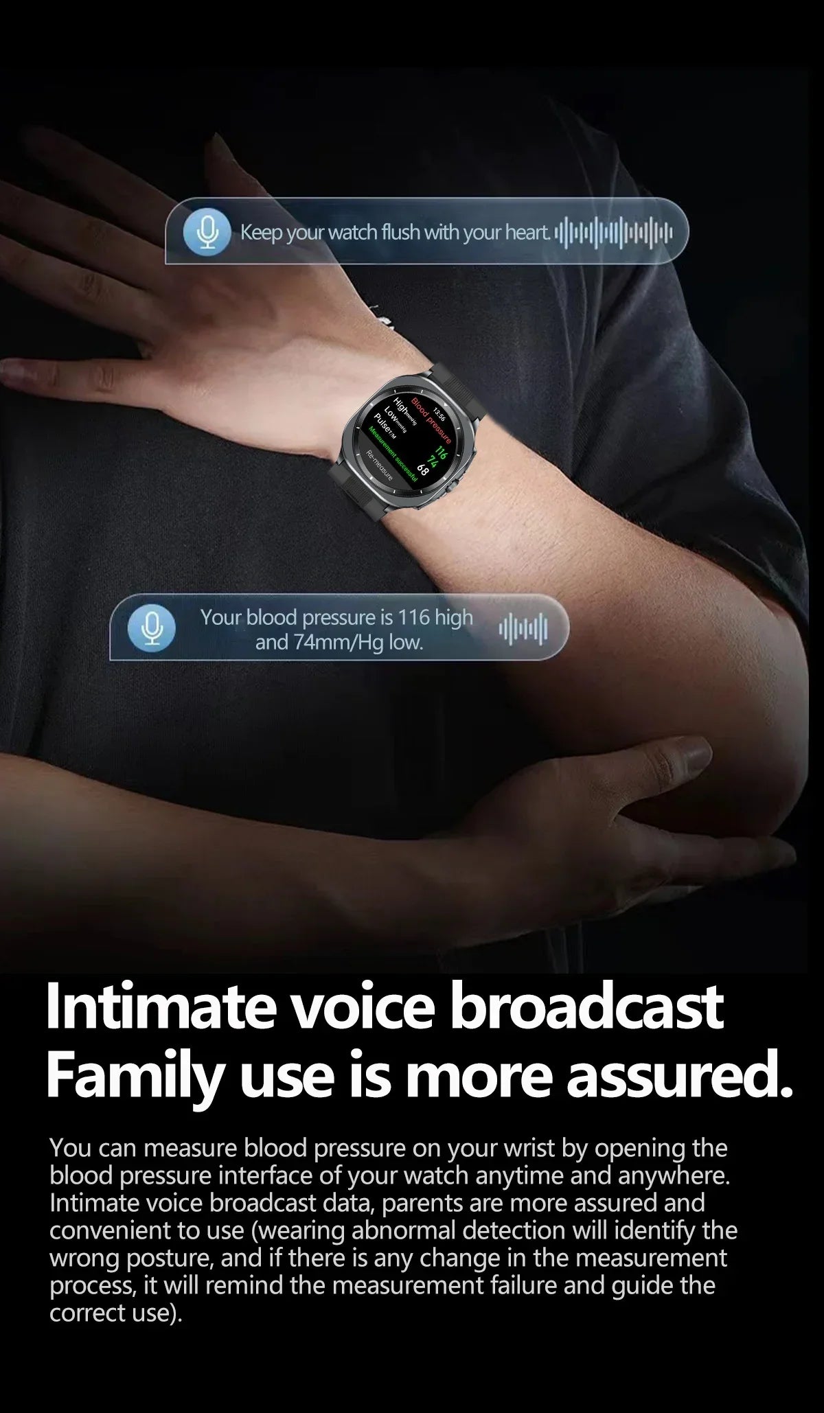 Smart Watch for Men – Air Pump Blood Pressure Monitor, NFC