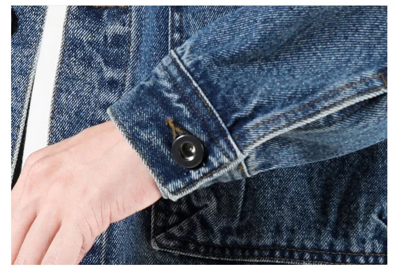 Spring and Autumn 2025 new men's loose and trendy denim jackets, pure cotton men's fashionable workwear jackets size S-4XL