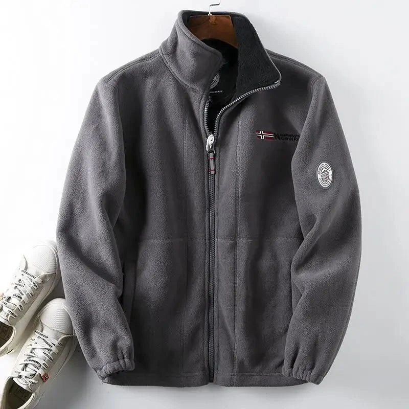 2025 Men's Fleece Coat Autumn and Winter Thickened Warm Windproof Cold-proof Loose Plus Size Outdoor Sports Collar Fleece Jacket