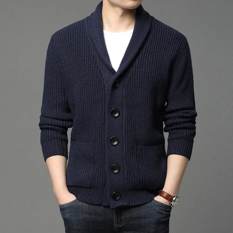 2021 High End Wool Designer Thick New Korean Autum Winter Brand Fashion Cable Knit Sweater Jacket Men Casual Coats Mens Clothing