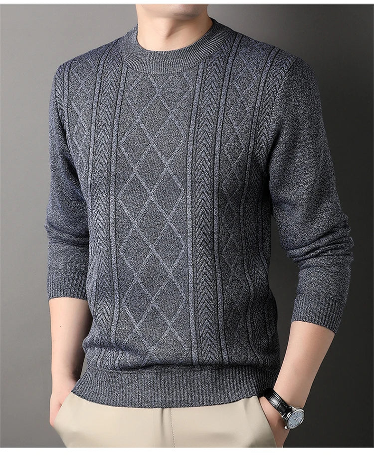 Man Solid Color 2024 New Autumn Winter Warm Fashion Sweater Casual And Comfortable Soft Sweater