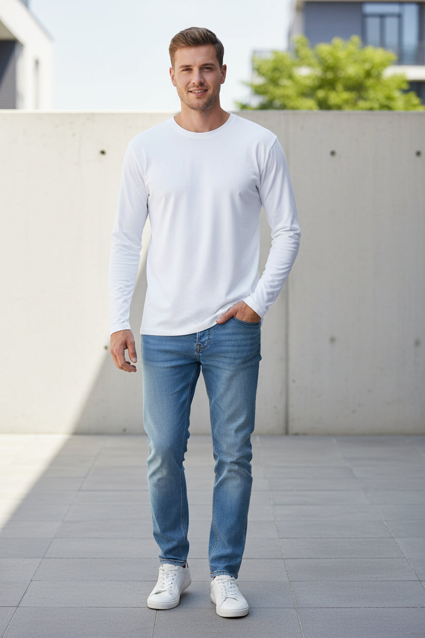 White long-sleeve shirt on a white background
