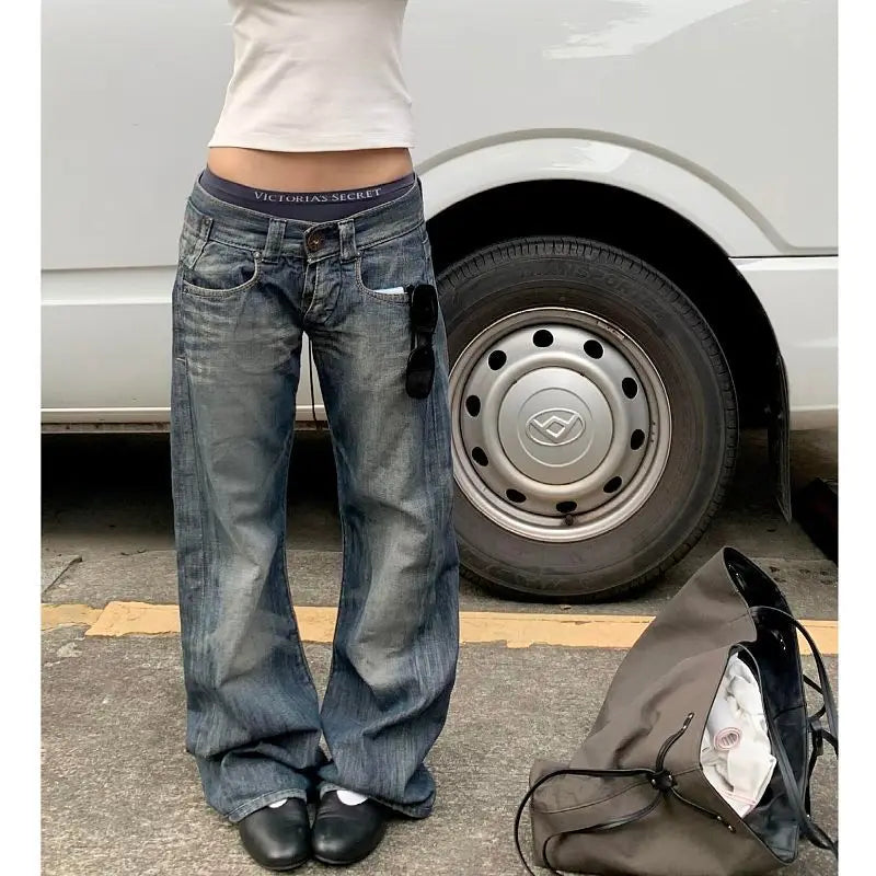 Autumn Women's Blue Y2K Baggy Jeans
