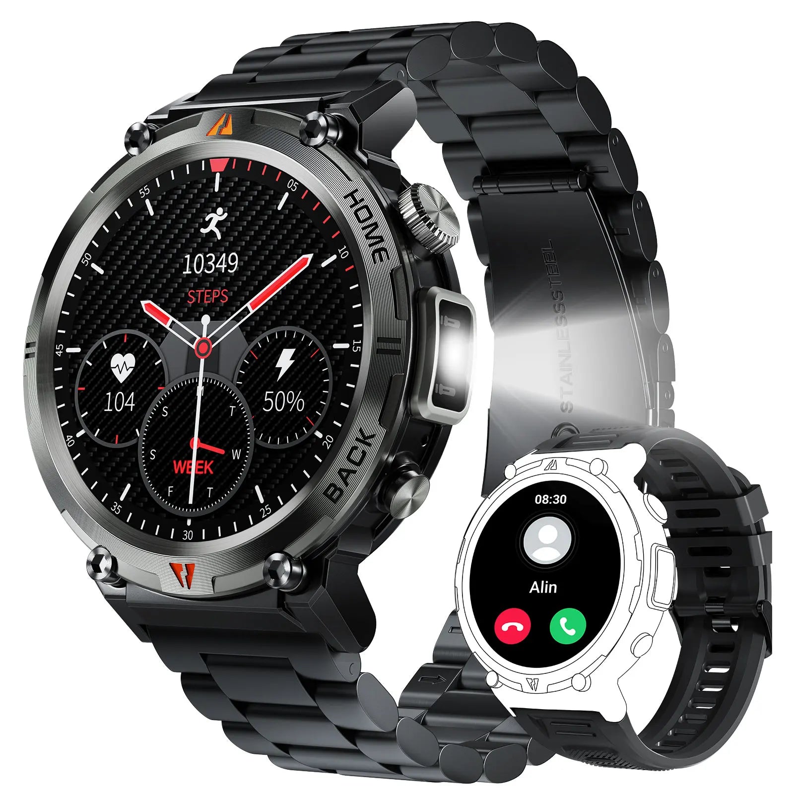 EIGIIS KE3 Smartwatch for Men - Bluetooth Call, Full Touch Screen, Heart