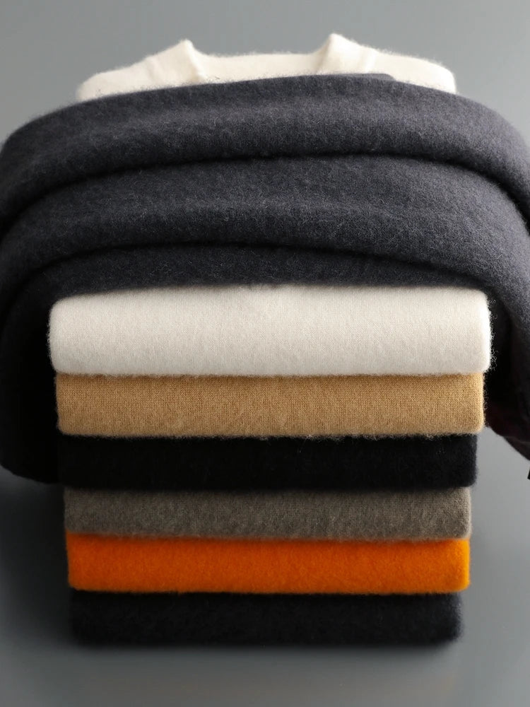 Autumn Winter Sweater Pullover 100% Merino Wool Sweater Men's Outdoor Sports Style Raglan Casual Clothes Commut Inside Join Knit