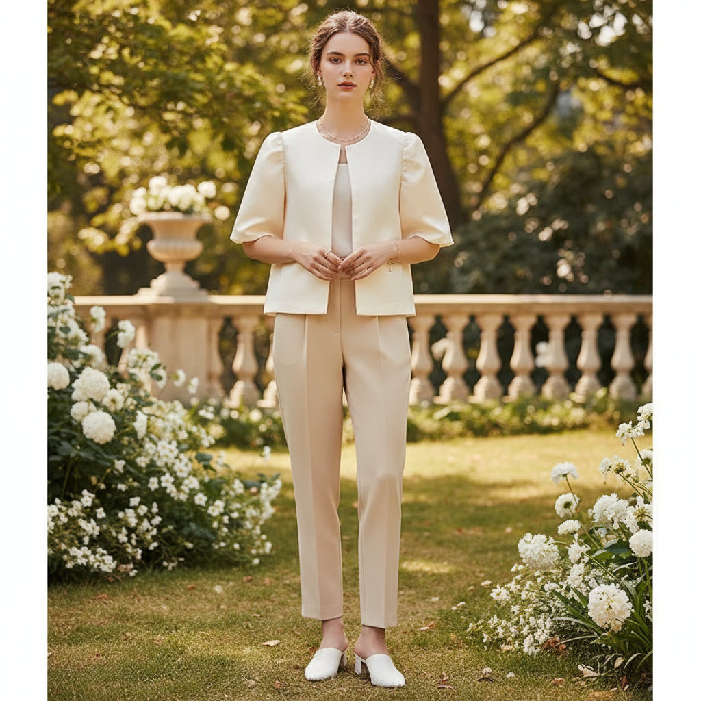 Cream-colored cape on a white background