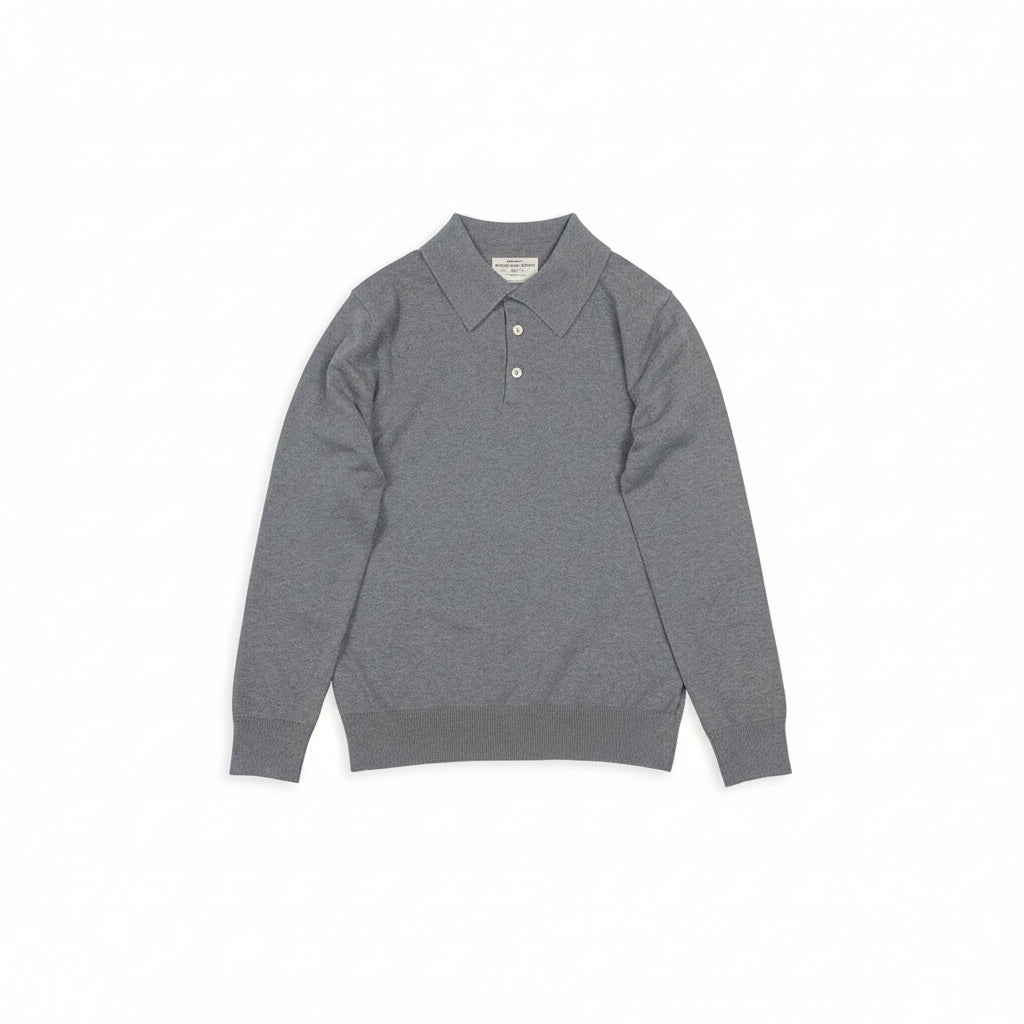 Gray long-sleeve polo shirt on a white background
