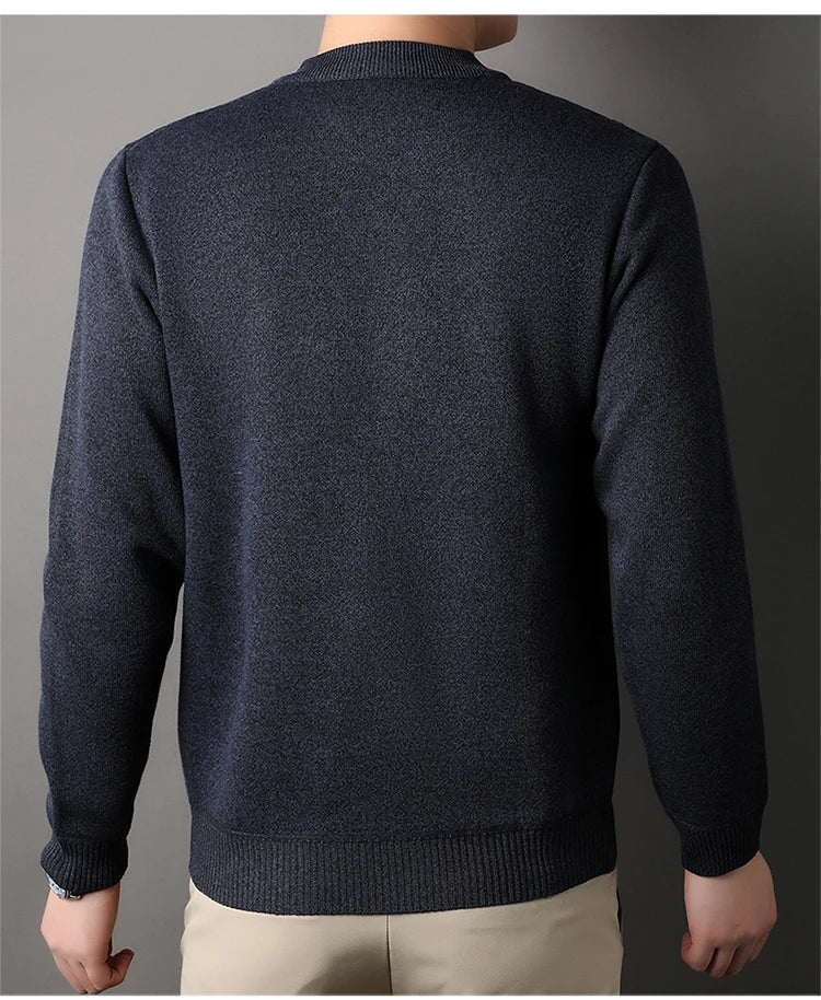 Man Solid Color 2024 New Autumn Winter Warm Fashion Sweater Casual And Comfortable Soft Sweater
