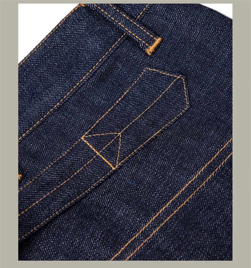 Close-up of a blue denim pocket with stitching details