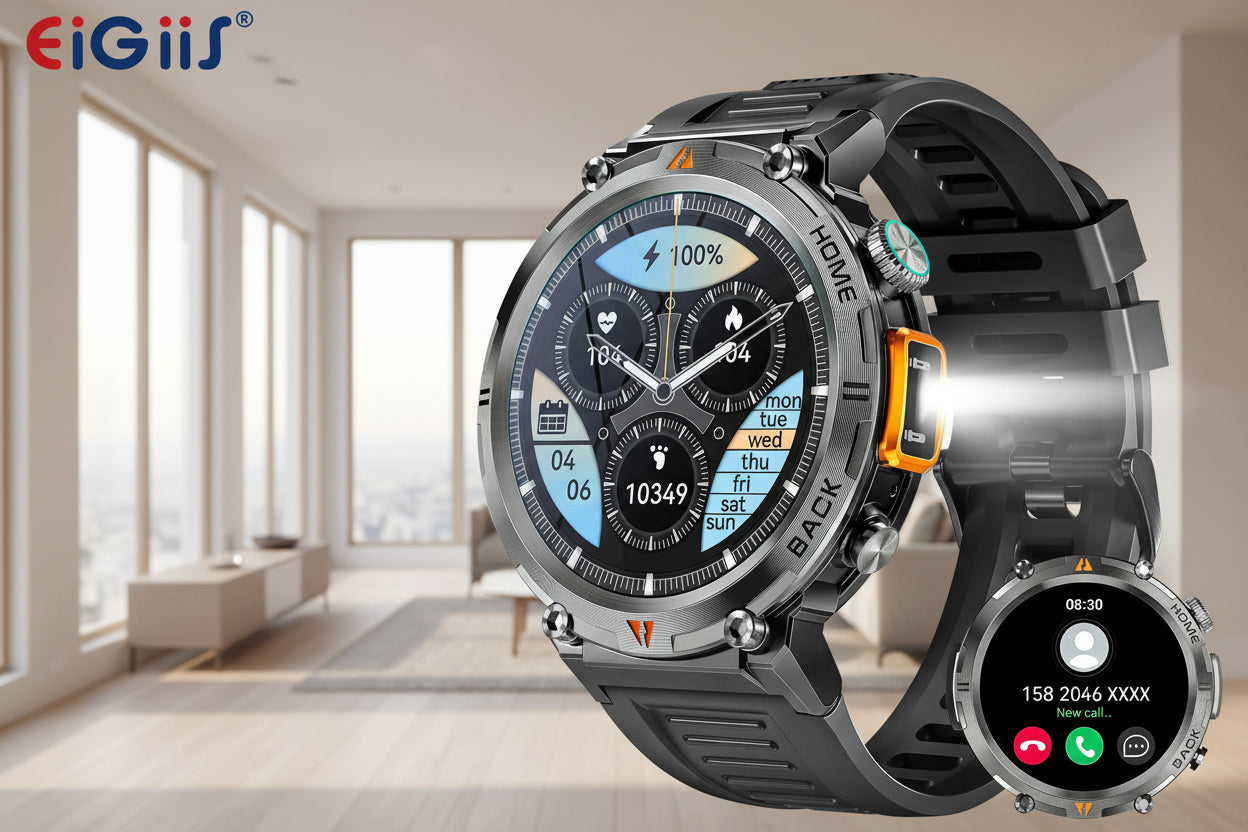 EIGIIS KE3 Smartwatch for Men - Bluetooth Call, Full Touch Screen