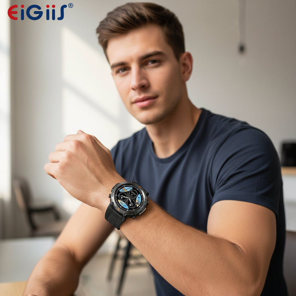 EIGIIS KE3 Bluetooth Call Smartwatch for Men - Full Touch Screen, Heart Rate