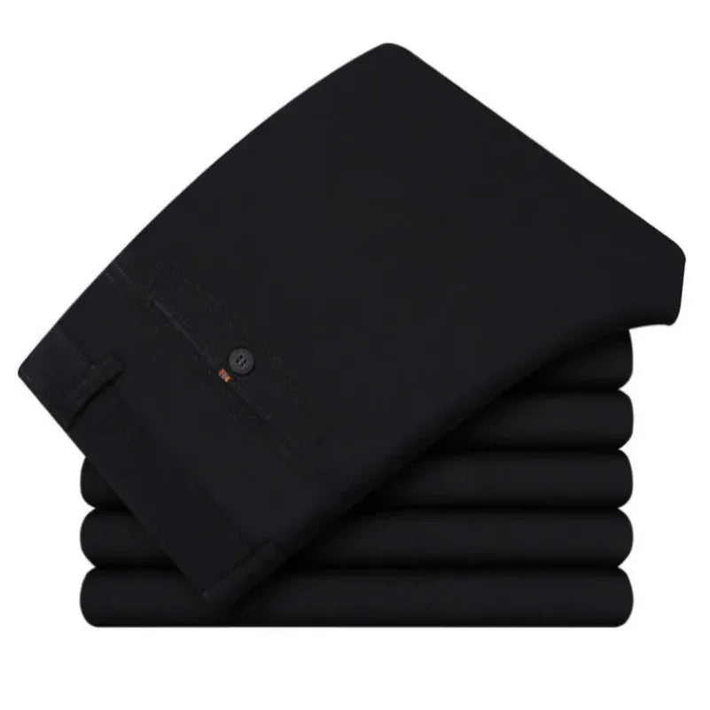 Summer Thin Men's Casual Autumn Thick 100% Cotton Suit Pants Classic Business Fashion Stretch Trousers Male Brand Clothes GOZBKF