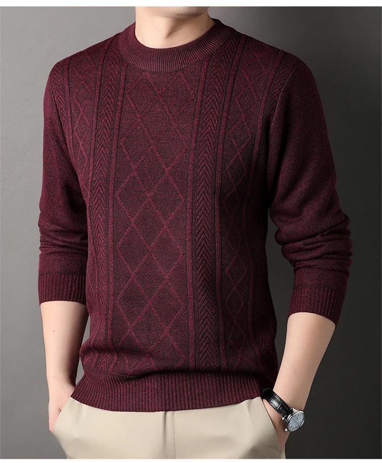 Man Solid Color 2024 New Autumn Winter Warm Fashion Sweater Casual And Comfortable Soft Sweater