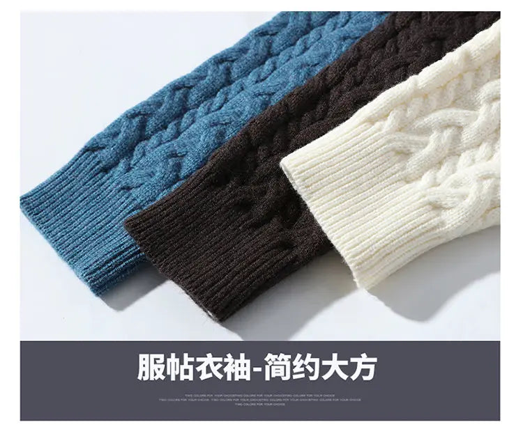 2023 Winter/Autumn High-Quality Fashion Trend Sweater Men Casual Loose Warm Sweaters Men Comfortable Solid Color