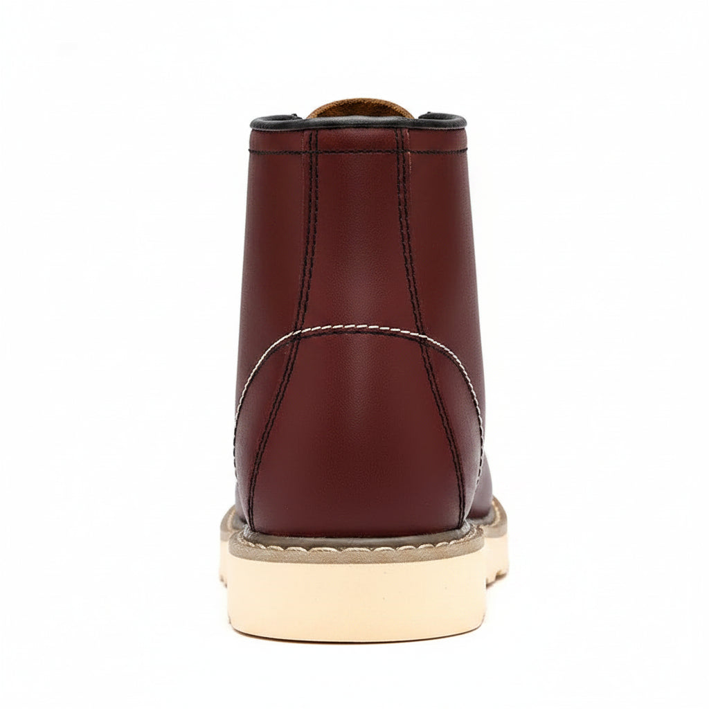 Brown leather boot sole on a white background