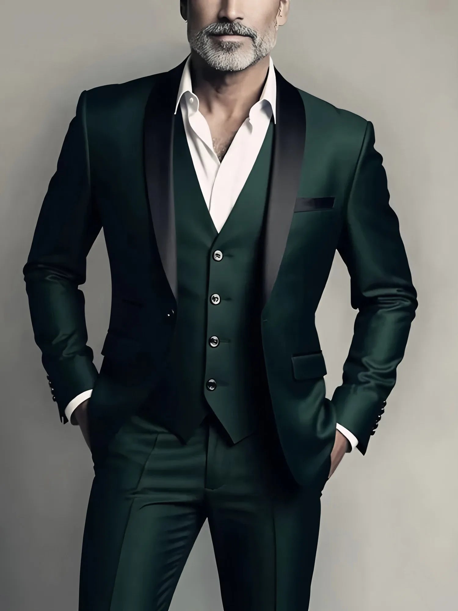 Men's Formal Business Suit - Solid Color Blazer, Waistcoat & Trousers