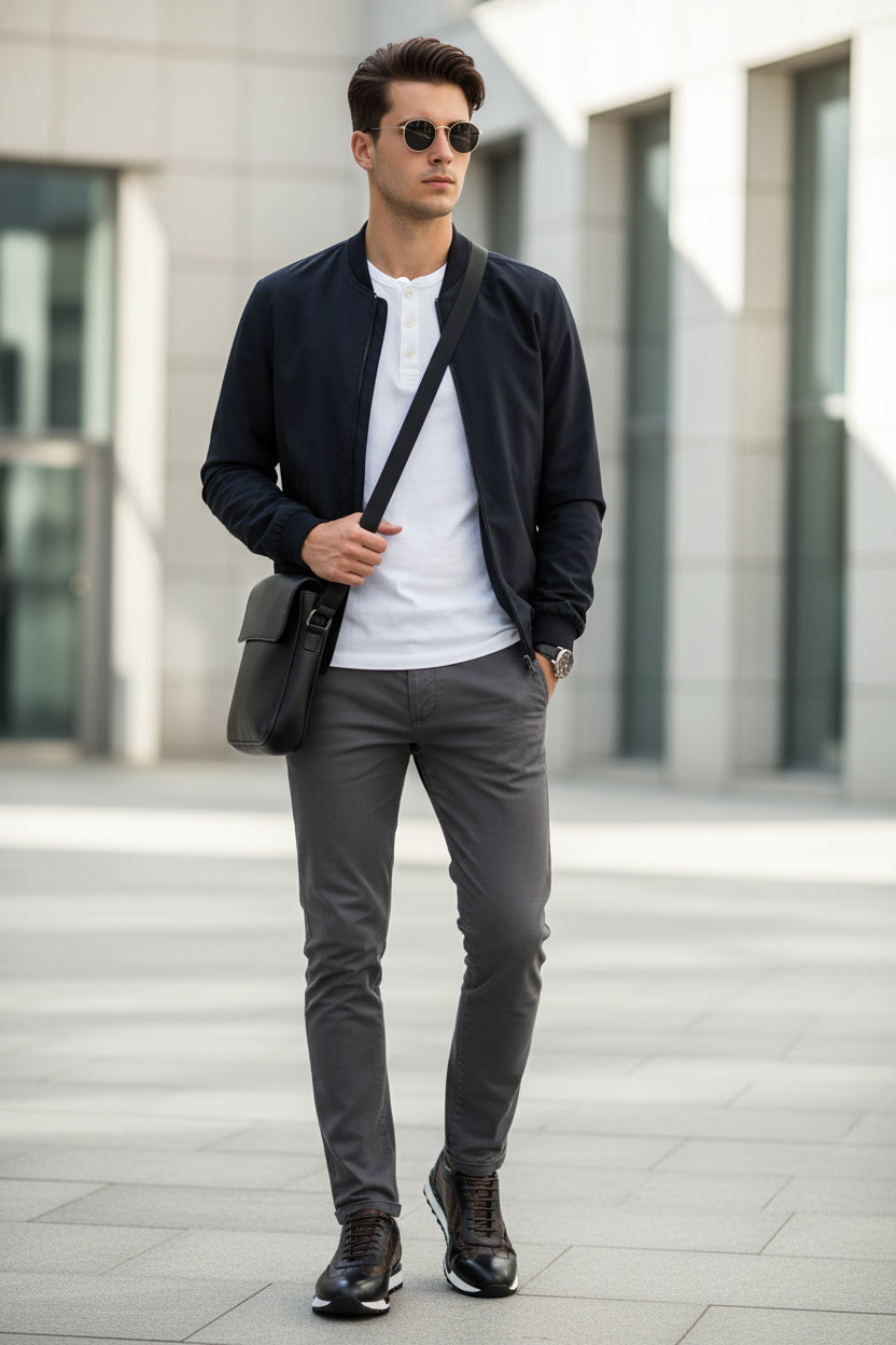 Men's Genuine Leather Flat Sneakers - Elevate Your Casual Syle