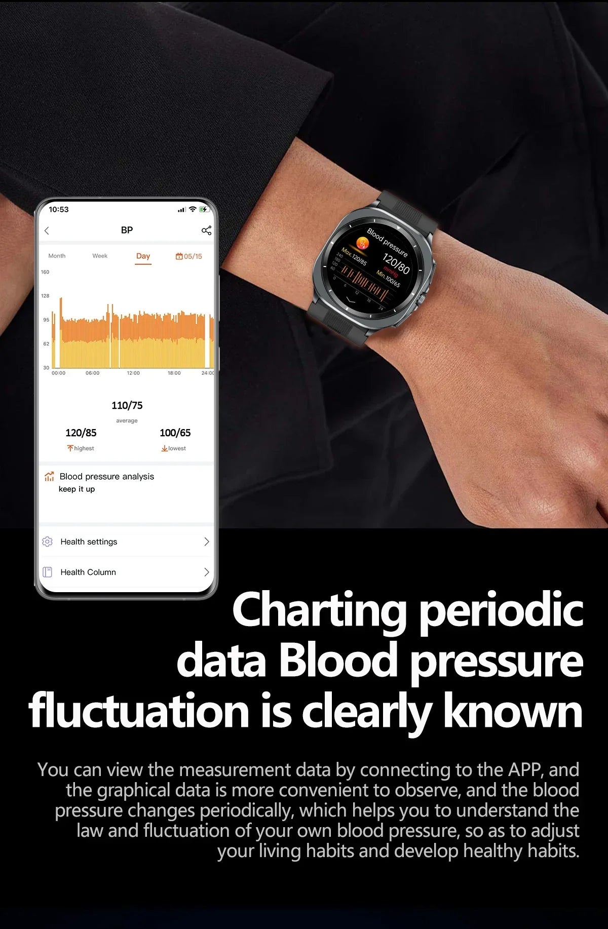 Smart Watch for Men – Air Pump Blood Pressure Monitor, NFC