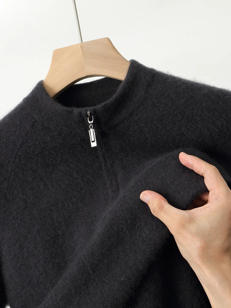 Autumn Winter Sweater Pullover 100% Merino Wool Sweater Men's Outdoor Sports Style Raglan Casual Clothes Commut Inside Join Knit
