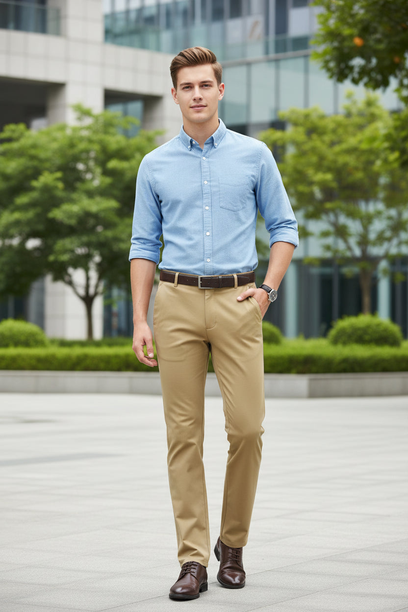 Men's Trousers Summer Thin Business Casual Pants Classic Solid Color