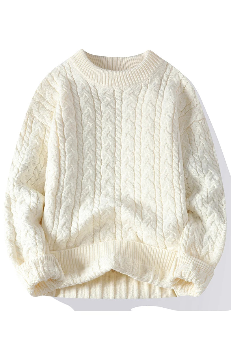 2023 Winter/Autumn High-Quality Fashion Trend Sweater Men Casual Loose Warm Sweaters Men Comfortable Solid Color