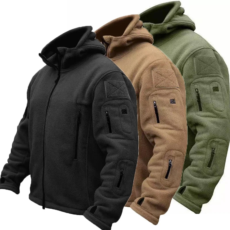 Men's Autumn Winter Military Sweatshirt Fleece Jackets Tactical Pullover Casual Hiking Camping Climbing Trekking Windproof Coat