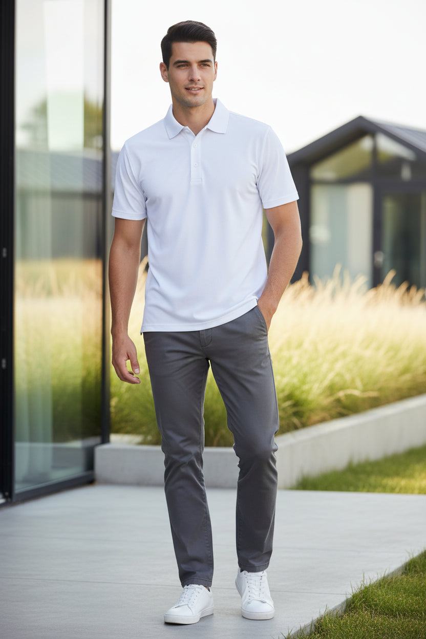 White polo shirt on a white background