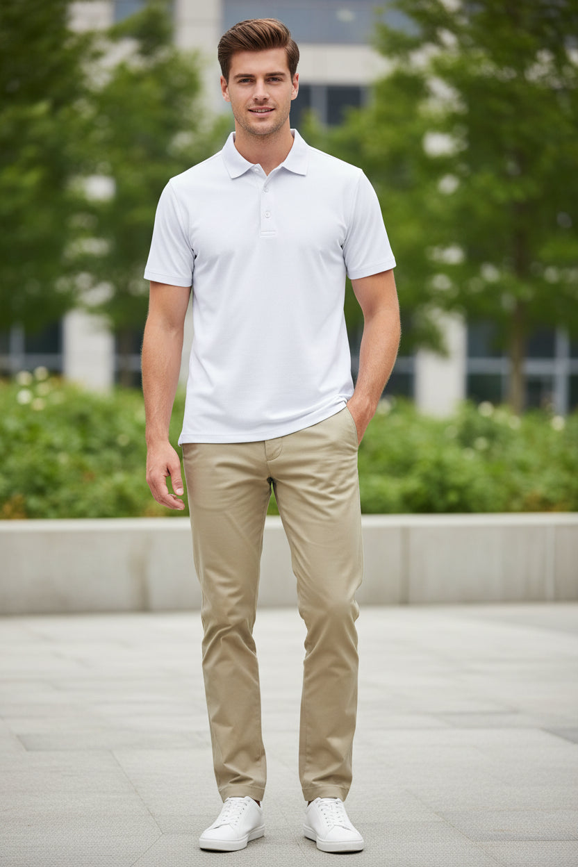 White polo shirt on a white background