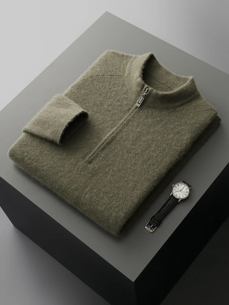 Autumn Winter Sweater Pullover 100% Merino Wool Sweater Men's Outdoor Sports Style Raglan Casual Clothes Commut Inside Join Knit