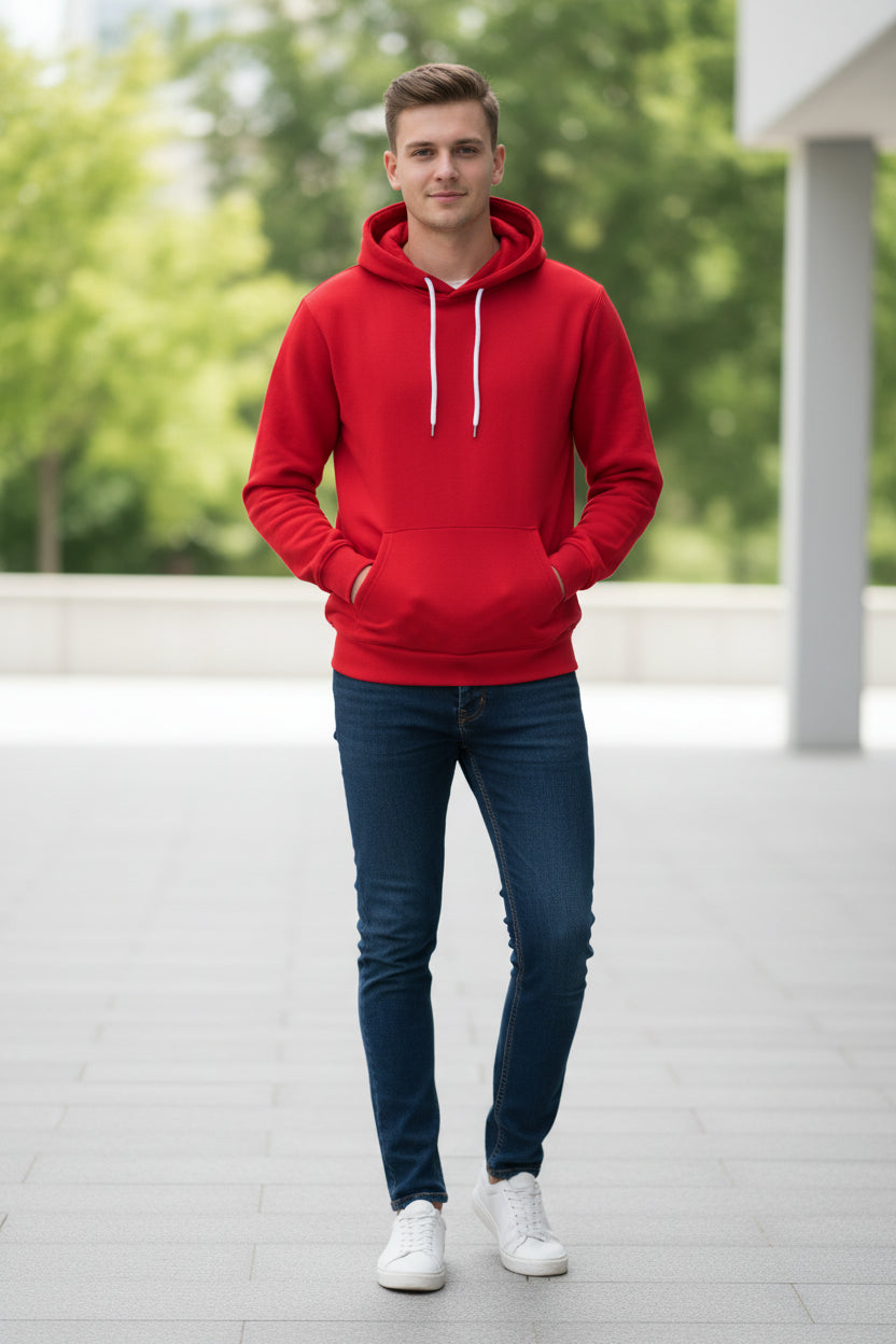 Red hoodie on a white background