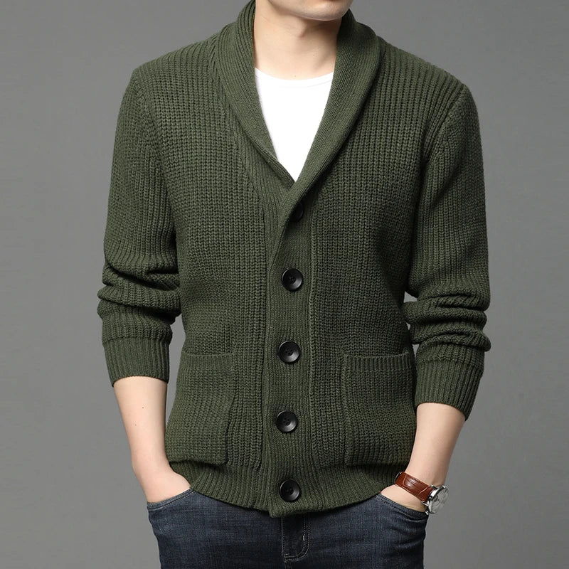 2021 High End Wool Designer Thick New Korean Autum Winter Brand Fashion Cable Knit Sweater Jacket Men Casual Coats Mens Clothing