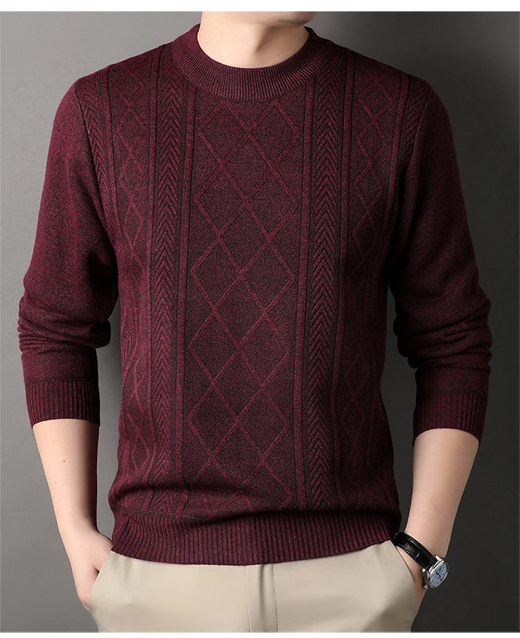 Man Solid Color 2024 New Autumn Winter Warm Fashion Sweater Casual And Comfortable Soft Sweater