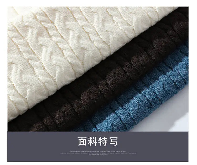 2023 Winter/Autumn High-Quality Fashion Trend Sweater Men Casual Loose Warm Sweaters Men Comfortable Solid Color