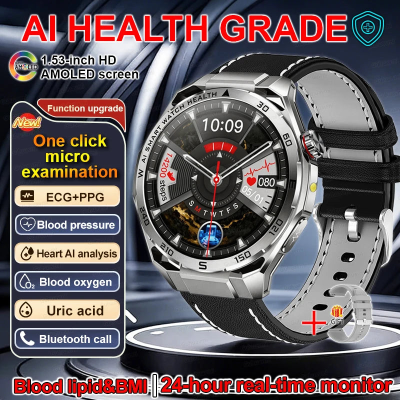 Smartwatch with health monitoring features on a dark background