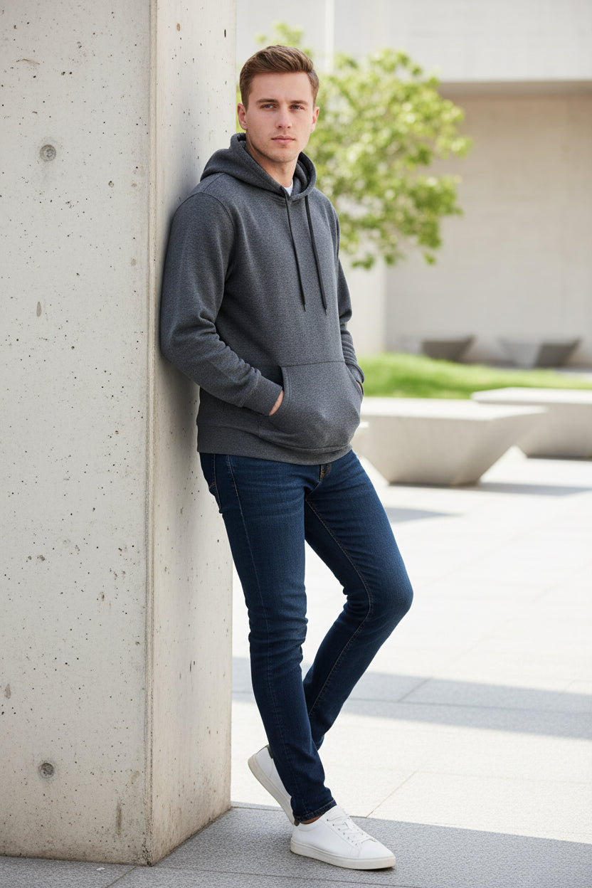 Gray hoodie on a white background