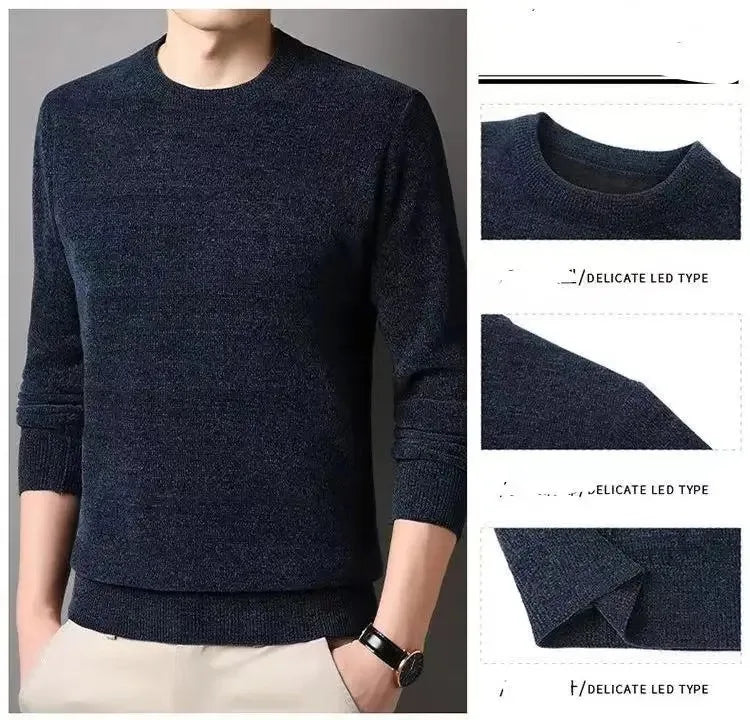 Mens Knitwear Sweater New Autumn Winter Long Sleeve Solid Color Pullovers Male Brand Casual Mens Clothing Warm Fleece Outwear