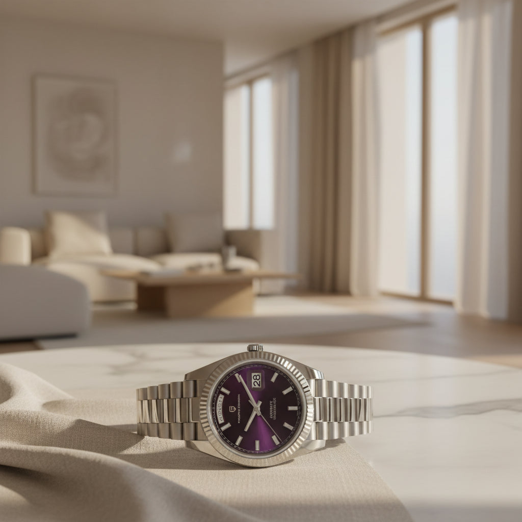 Watch with Black Friday pricing and currency conversion on a promotional graphic.
