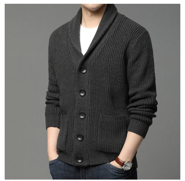 2021 High End Wool Designer Thick New Korean Autum Winter Brand Fashion Cable Knit Sweater Jacket Men Casual Coats Mens Clothing