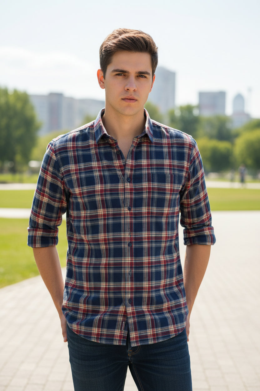 Men's Flannel Shirt - Long Sleeve Plaid Button Down, Regular Fit, Soft Cotton