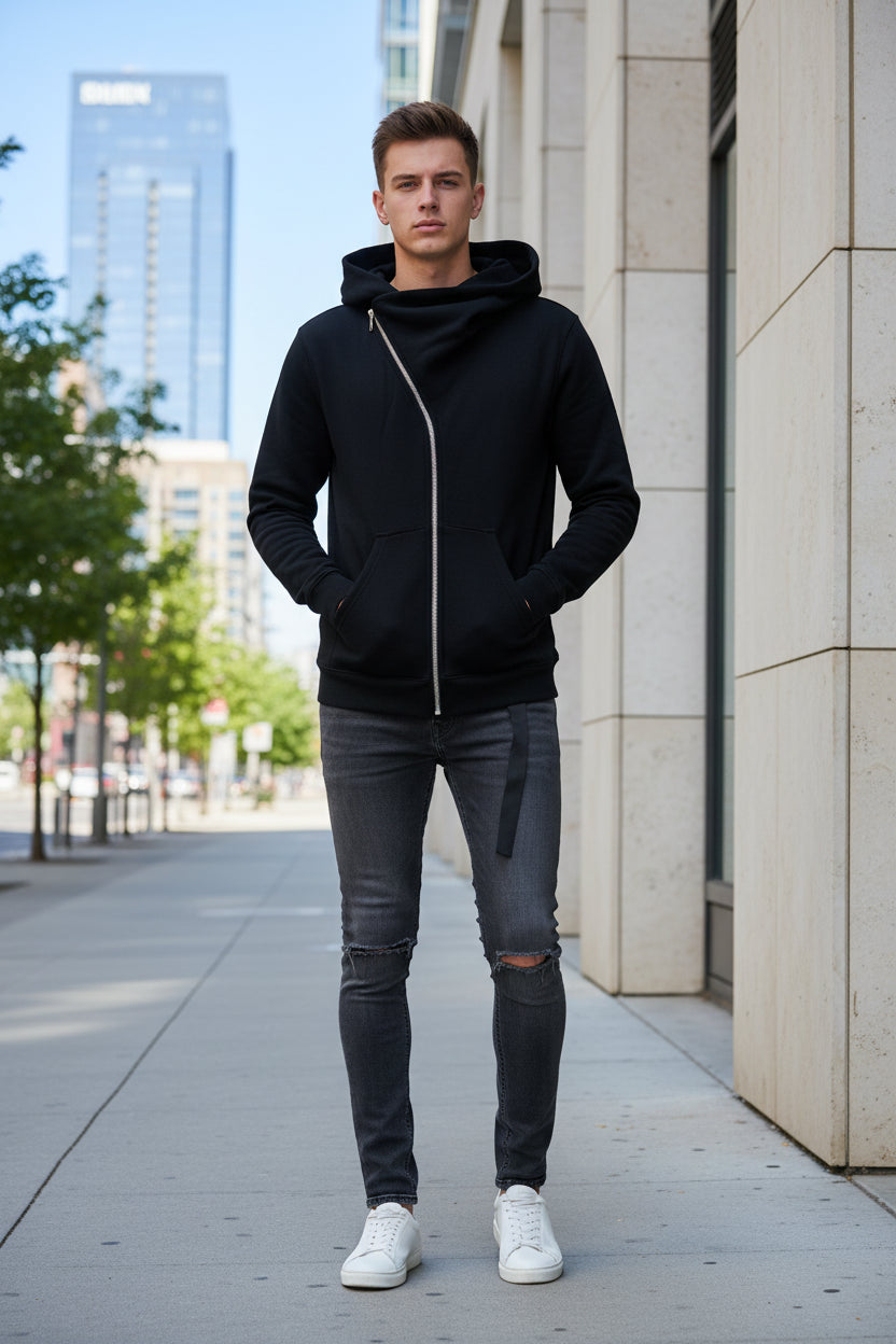 Autumn Zipper Design Black Hoodies Your Ultimate Streetwear Companion