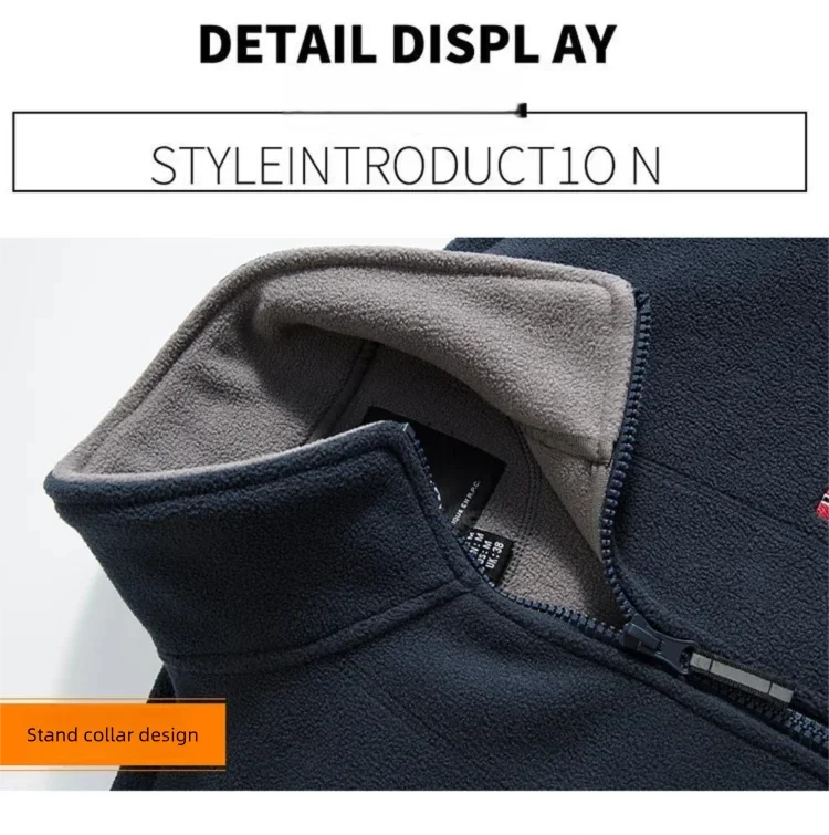 2025 Men's Fleece Coat Autumn and Winter Thickened Warm Windproof Cold-proof Loose Plus Size Outdoor Sports Collar Fleece Jacket